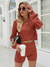 Casual Solid Color Short Knitted Suit